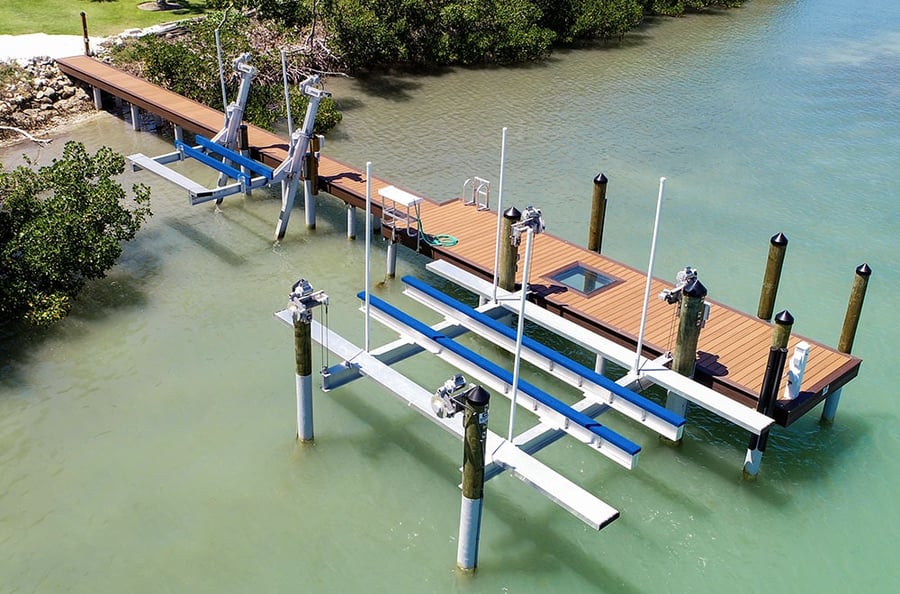 dock and boat lift on water