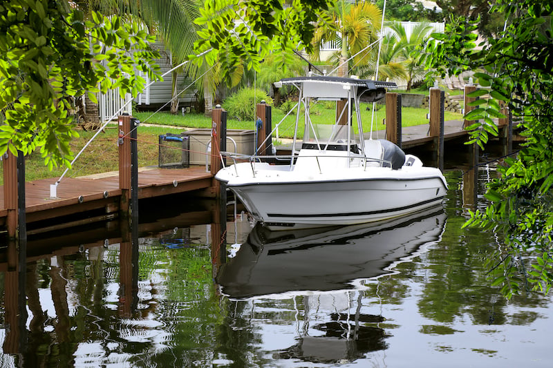 parked boat at dock