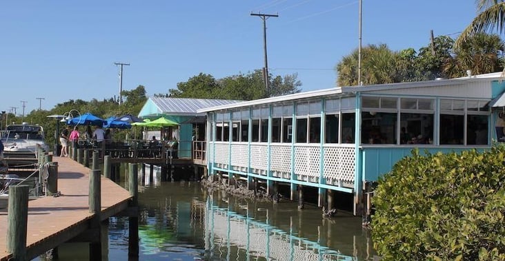 Casey Key Fish House waterfront restaurant with dockside dining. 